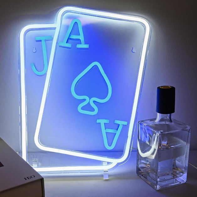 Amazon cross-border e-commerce playing cards led neon cards neon creative logo atmosphere decoration lights