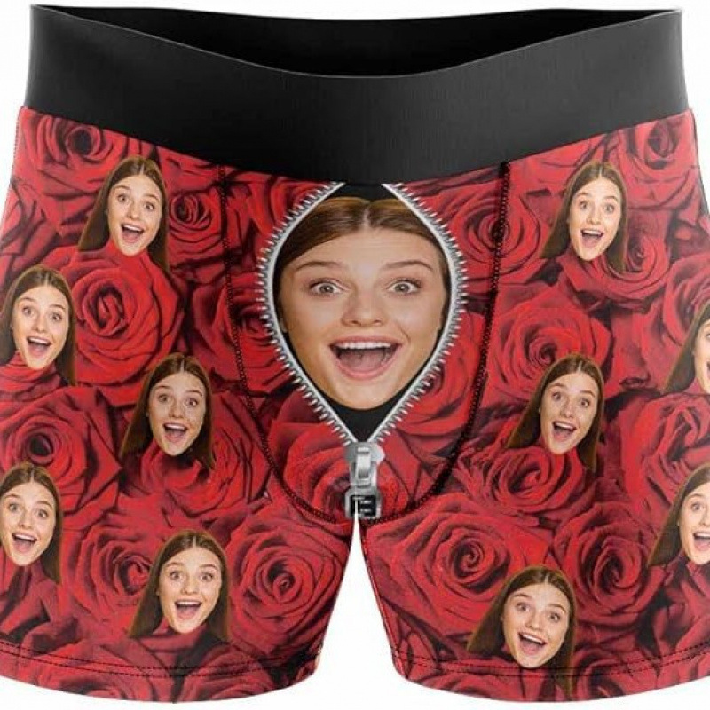 Cross-Border Men's Underwear Customization Pod Dropshipping Face Template Men's Custom Boxer Briefs with Pictures