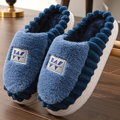Home Cotton Slippers for Men Large Size Winter Thick Sole Indoor Home Use Fleece Warm Anti-Slip Cotton Slippers Factory Wholesale