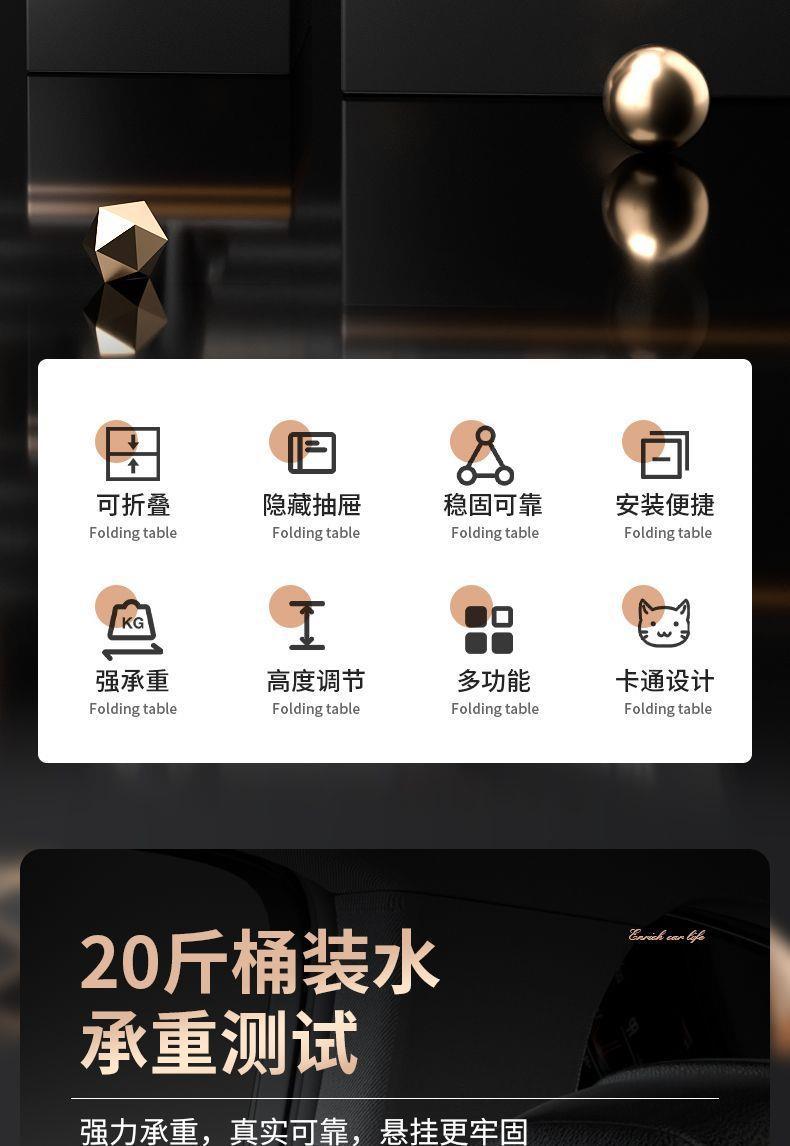 Car-Mounted Small Table Board, Foldable Car Dining Table, Rear Seat Dining Table, Rear Seat Car Office Desk, Multifunctional