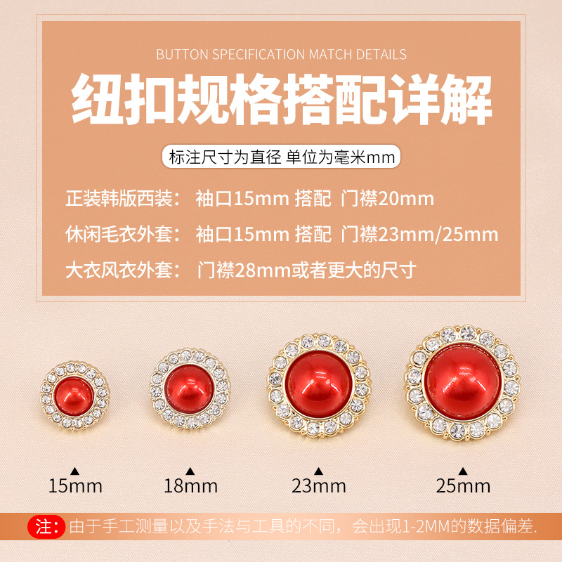 Botón de botón de perla estilo de Chanel Botón de abrigo de alta gama ropa de mujer suéter pijamas accesorios decorativos accesorios al por mayor