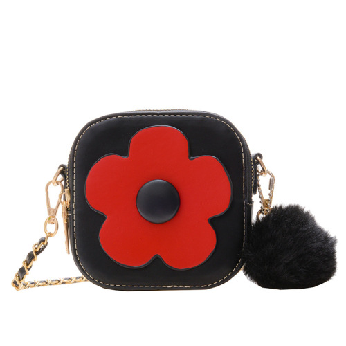 Fashionable children's small square bag  new Korean style girl flower crossbody bag autumn and winter baby sweater accessories bag