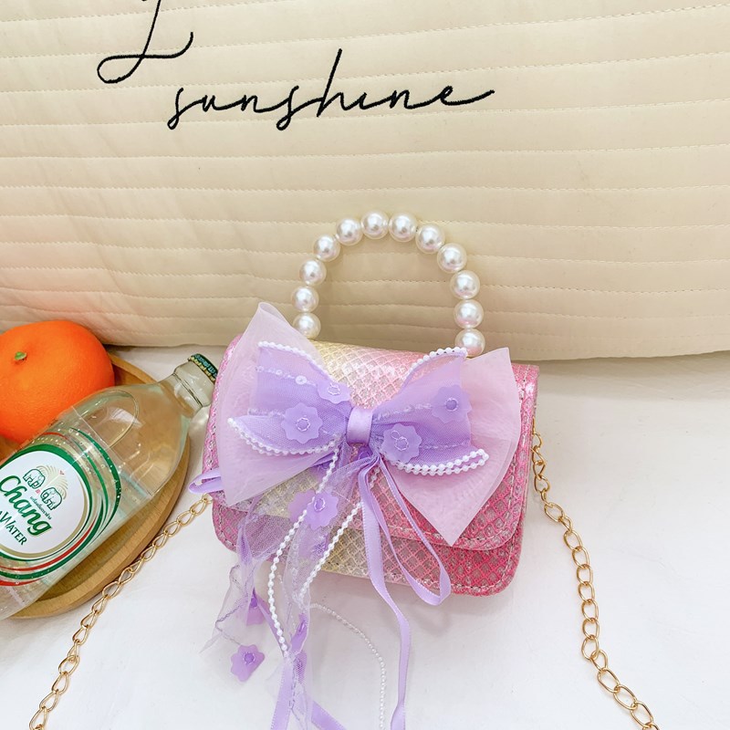 Nueva moda para niños estilo chanel princesa aisha bolsa de niña perla bolsa de mensajero portátil red del teléfono móvil bolsa roja