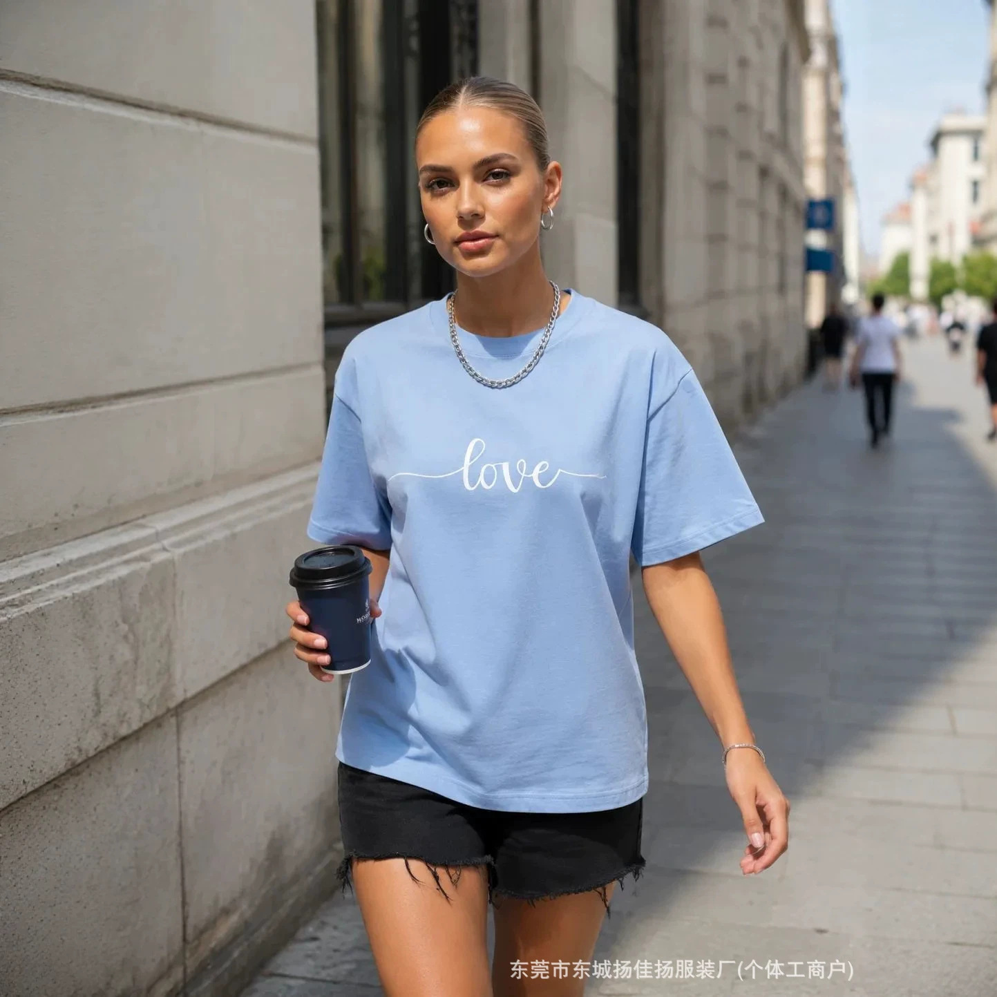 Pure Cotton Short-Sleeve Casual Artistic Love Print Summer 2026 European and American Style Loose Slimming Cover-Up Top