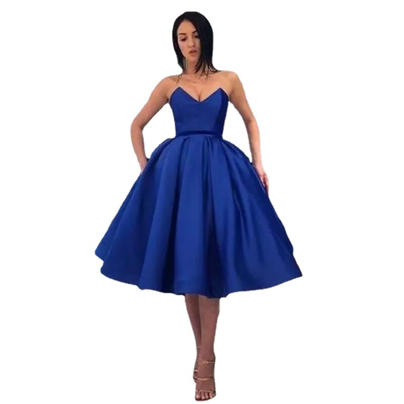 Vestido corto sexy sin tirantes de satén, estilo europeo y americano, para Amazon, AliExpress, Wish, falda corta sencilla y abullonada image 3
