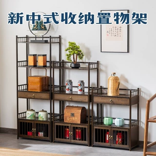 竹制架置物仿古新中式博古架茶室茶叶展示柜客厅茶具摆放收纳架
