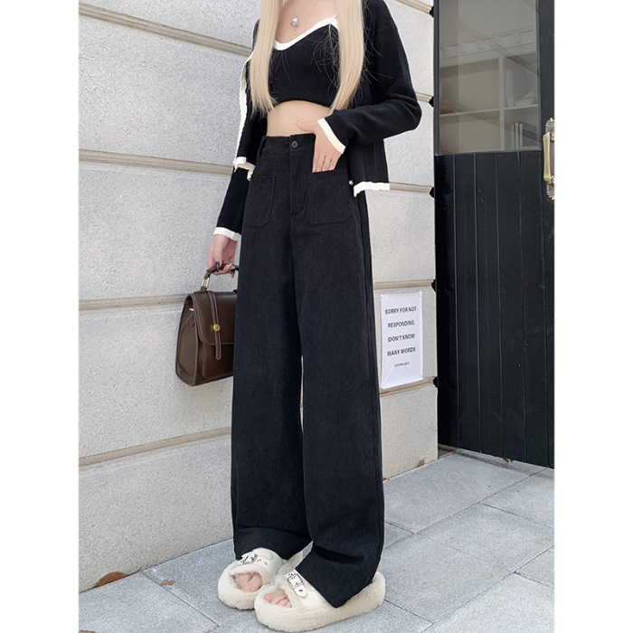 2025 nuevos pantalones rectos de terciopelo delgados pantalones gruesos variados de color curry casual pantalones de piernas de mujer image 6
