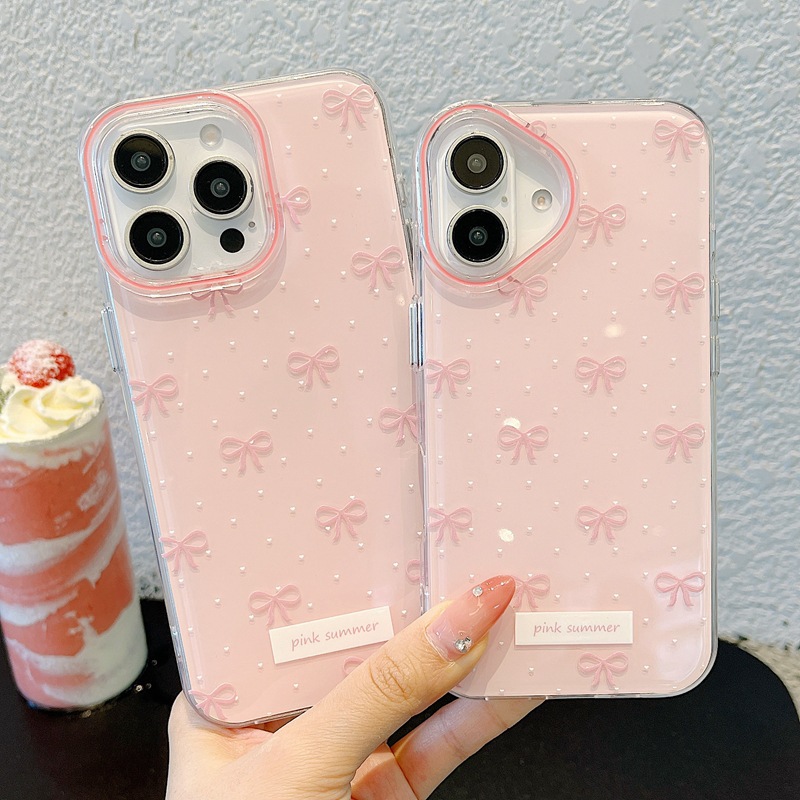 Chica coreana con lazo de lunares para iPhone16ProMax/15 funda para teléfono móvil 13 cadena Apple 14