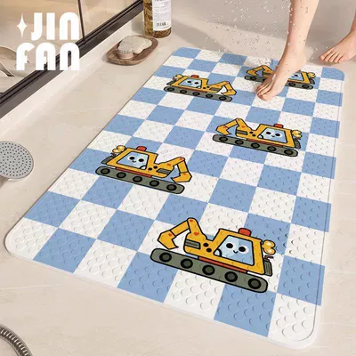 Avtomobil döşəmə paspasları, waterproof mat, toilet bathroom suction - blue-checkered-excavator-square-suction-cup-floor-mat-4070cm