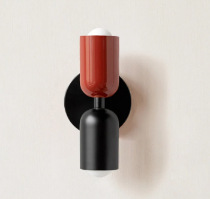 Creativo de doble cabeza lámpara de pared de hierro forjado nórdica moderna de color simple dormitorio lámpara de cabecera lámpara de pasillo