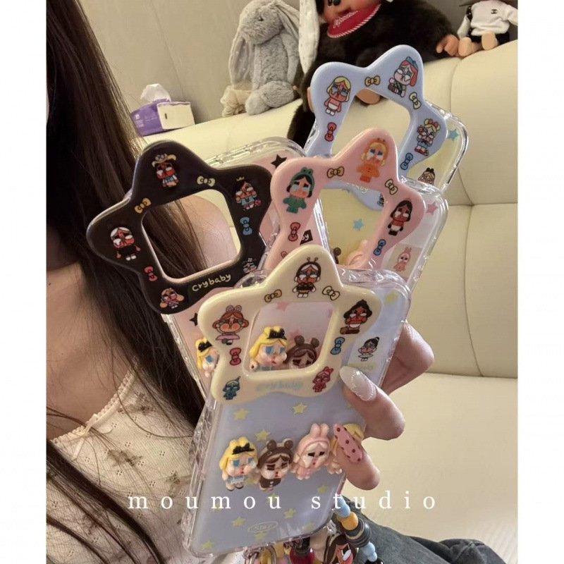 可爱星星镜头图案立体哭娃适用iPhone16promax苹果15手机壳14新款|undefined