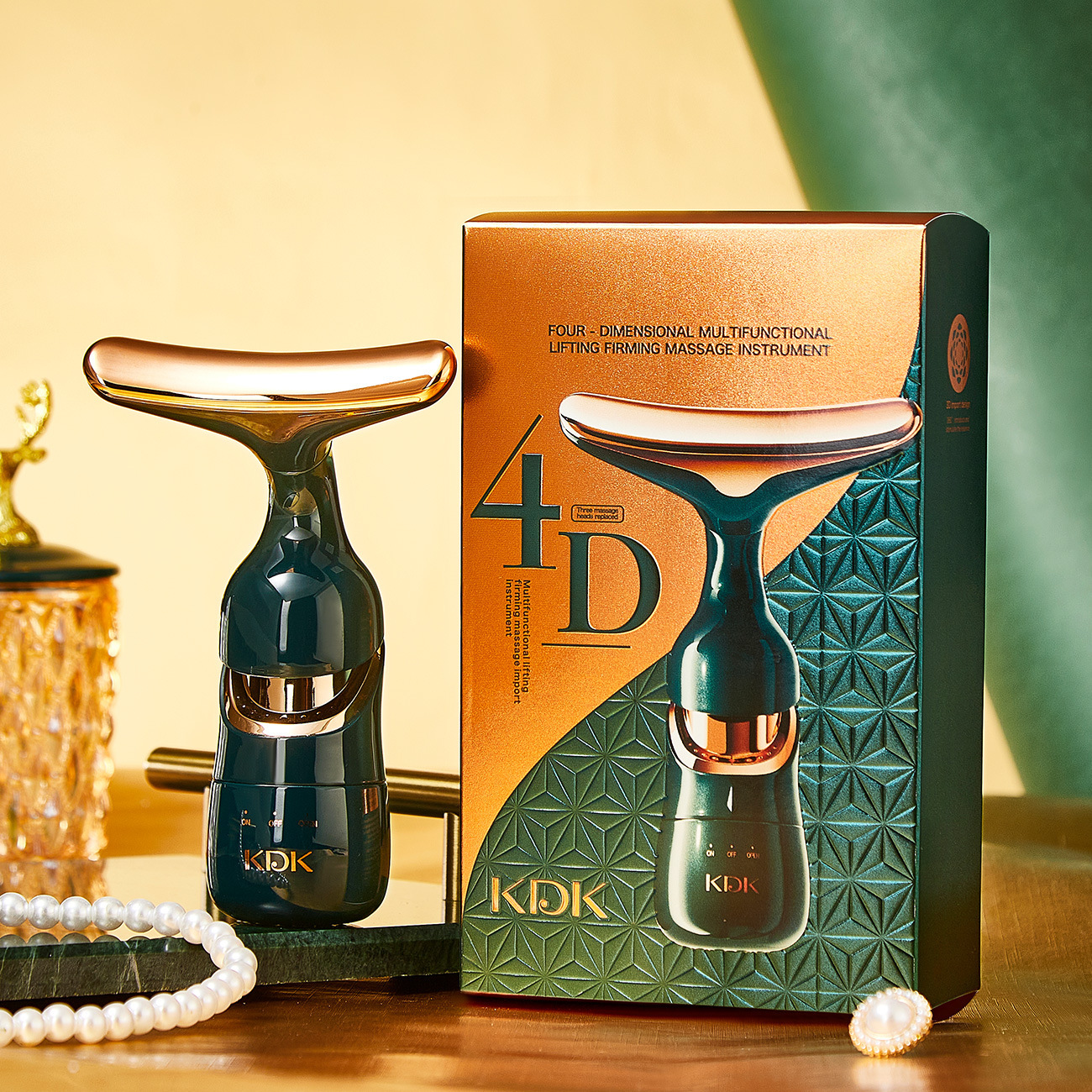 La historia y su aparato de masaje de tres cuerpos de introducción de vibración acústica desvanecer la línea fina de elevación de estiramiento apretado aparato de belleza doméstico