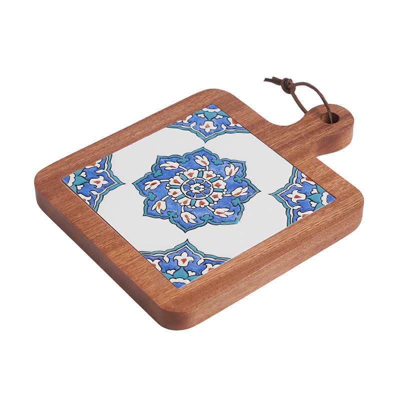 Madera maciza vintage azulejo mantel estera de aislamiento estera de mesa creativa anti-escaldado cazuela estera olla grande japonés nuevo