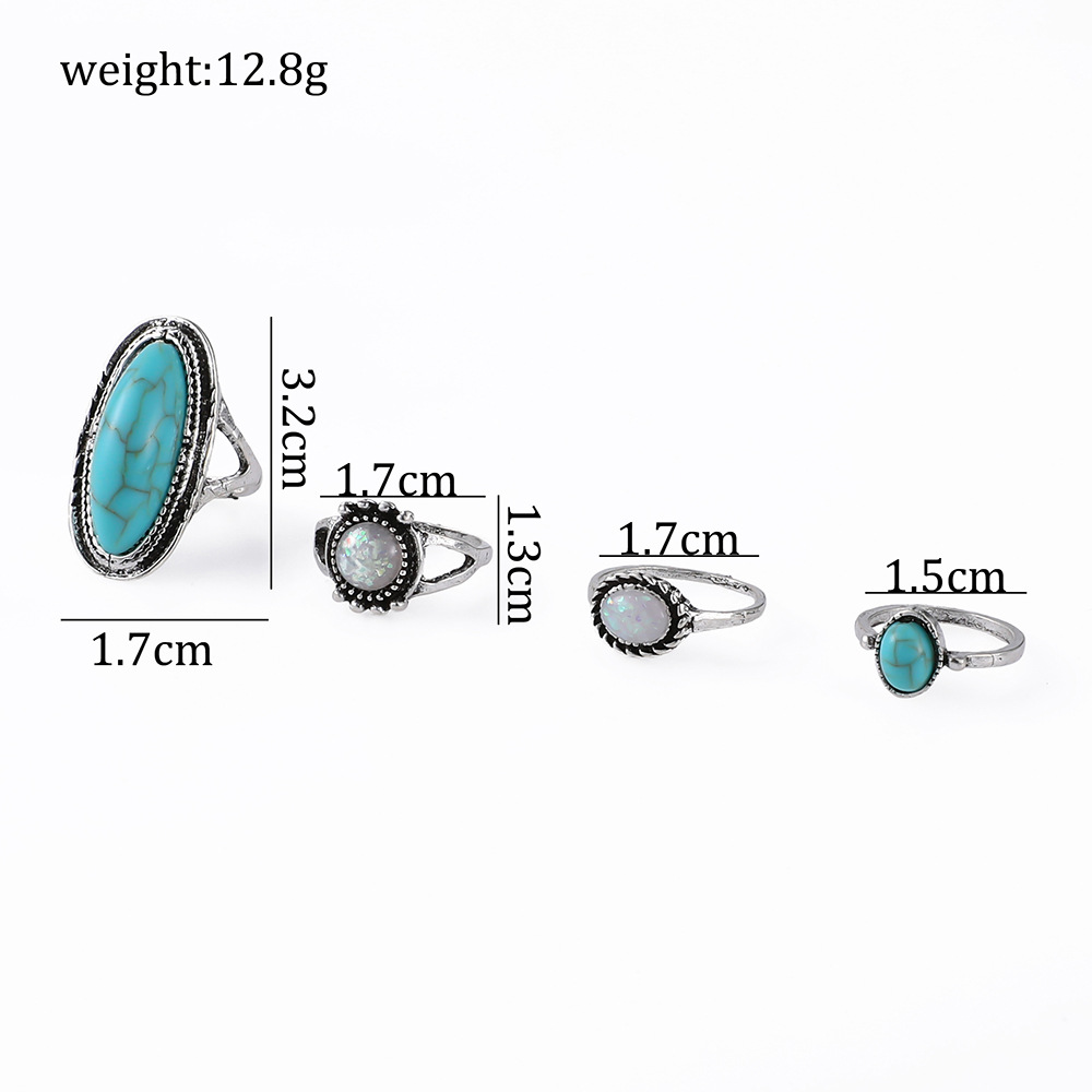 Exaggerated Ethnic Style Cool Style Leaf Round Snake Alloy Plating Inlay Turquoise Women's Rings display picture 27