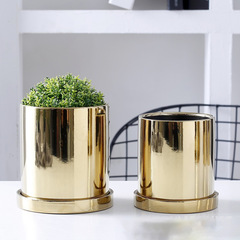 Simple cylindrical ceramic e-coated hydroponic pot, garden creative succulent orchid pot, batch of simulated flower vase