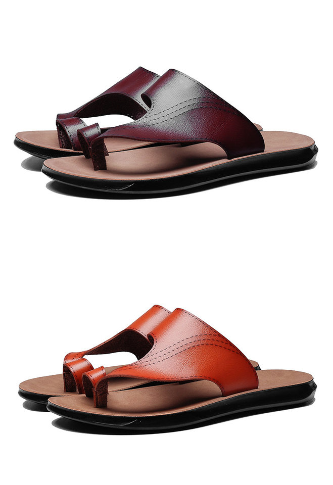 Dép sandal nam quai ngang xỏ ngón cỡ lớn, đế PU chống trượt, thoáng khí, phong cách casual — Vàng nâu, màu đen, Đỏ nâu chi tiết 15