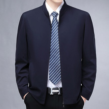 爸爸装立领夹克拉链衫男春秋季2025新款中年男士商务休闲色外套