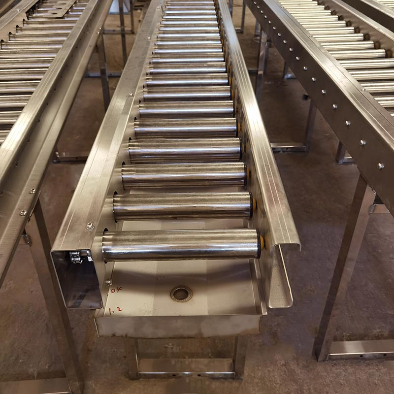 不锈钢滚筒输送机 桶装水传送带 分拣卸货滑梯滚轴输送机
