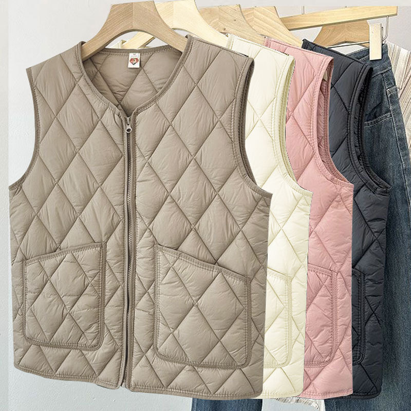 Plus Size Autumn and Winter down Cotton Vest Women's New Lightweight Plus Liner Vest Warm Base Vest