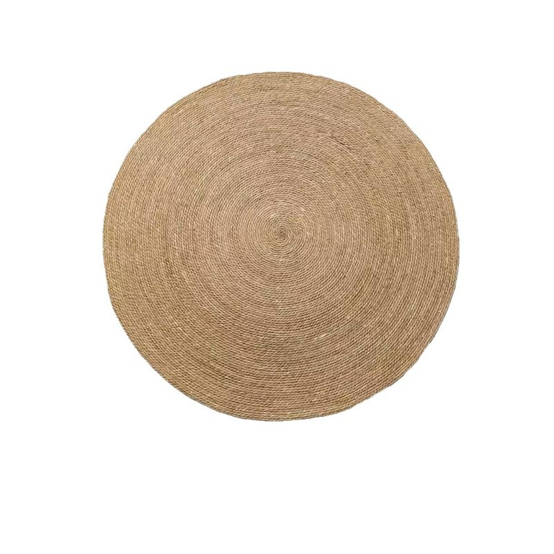 Tejido de caña, alfombra redonda, alfombra de piso, mesa de comedor, sala de estar, dormitorio, alfombra decorativa