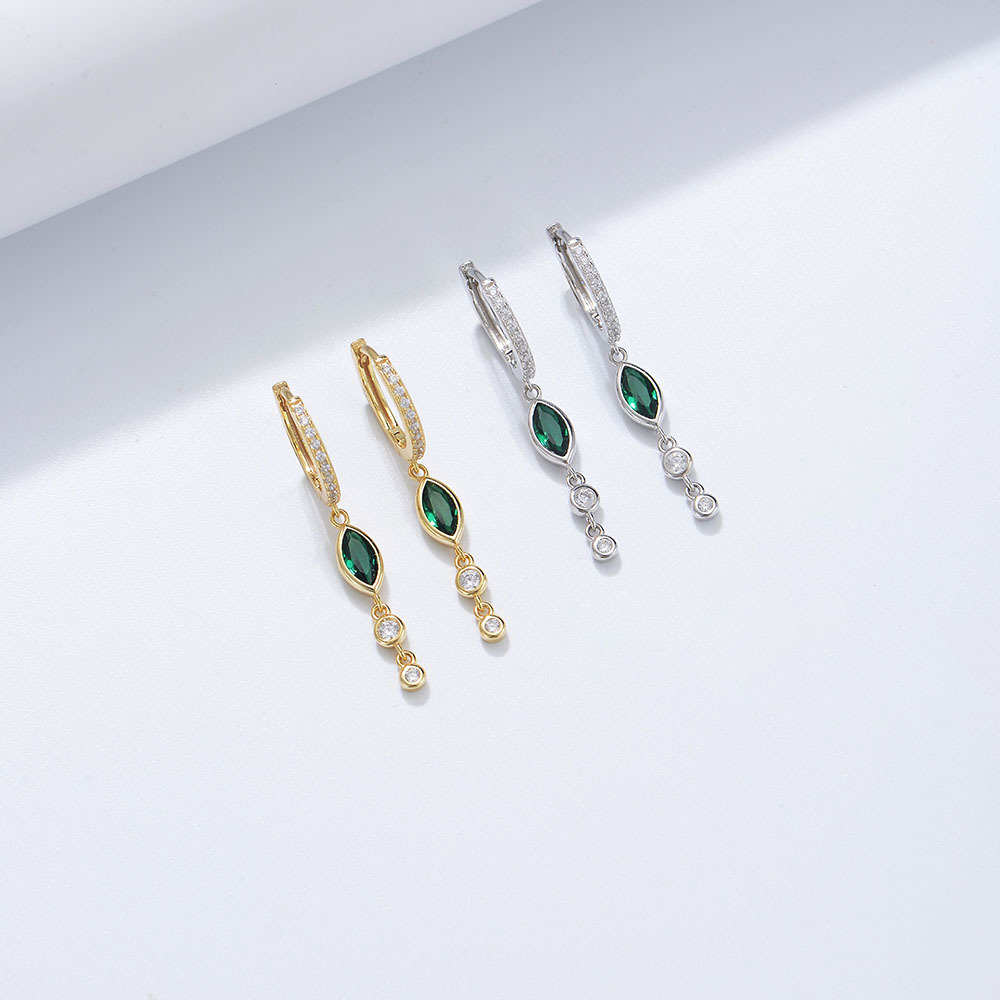 Europa y América ins estilo caballo ojo ZIRCON pendientes hebilla del oído pendientes elegantes de las mujeres de alto sentido s925 pendientes largos de plata esterlina