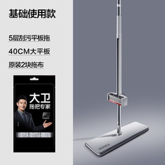 大卫平板拖把家用懒人一拖净加长免手洗拖地神器1杆2头P12-2
