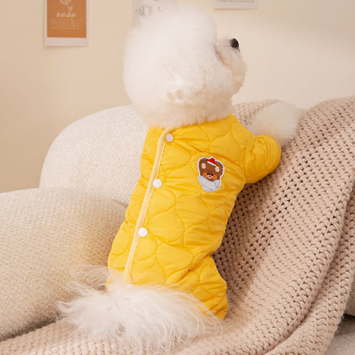 Autumn/Winter Small Dog Minimalist Ins Style Quilted Four-Legged Cotton Coat Cat Warm Clothing Small Dog Pet Apparel