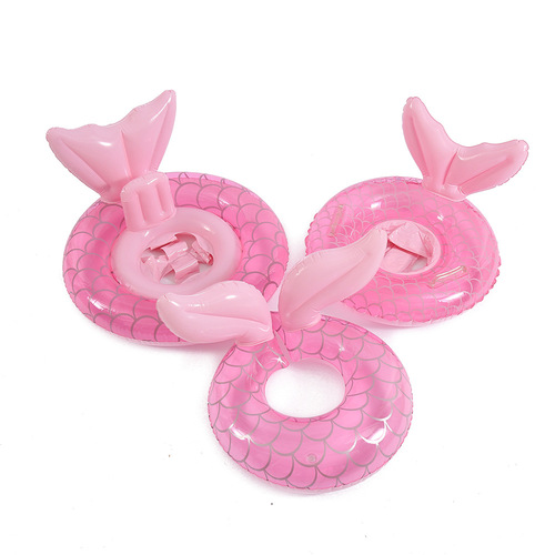 Ins famous mermaid seat float with handle, cute children's thick swimming ring armpit life vest manufacturer wholesale