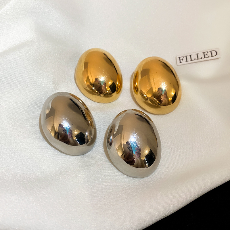 Gold Plated Plating Material Ear Studs Classification 1 Pair Elegant Retro Oval Irregular Plating Alloy Gold Plated Ear Studs