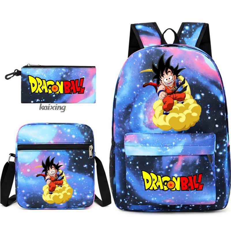 Juventud Dragon Ball mochila estudiante bolsa de hombro bolsa de viaje conjunto de 3 piezas