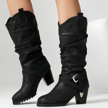 Y 36315 Chunky heel knee-high boots �ָ���ͲƤ���۳�ѥ