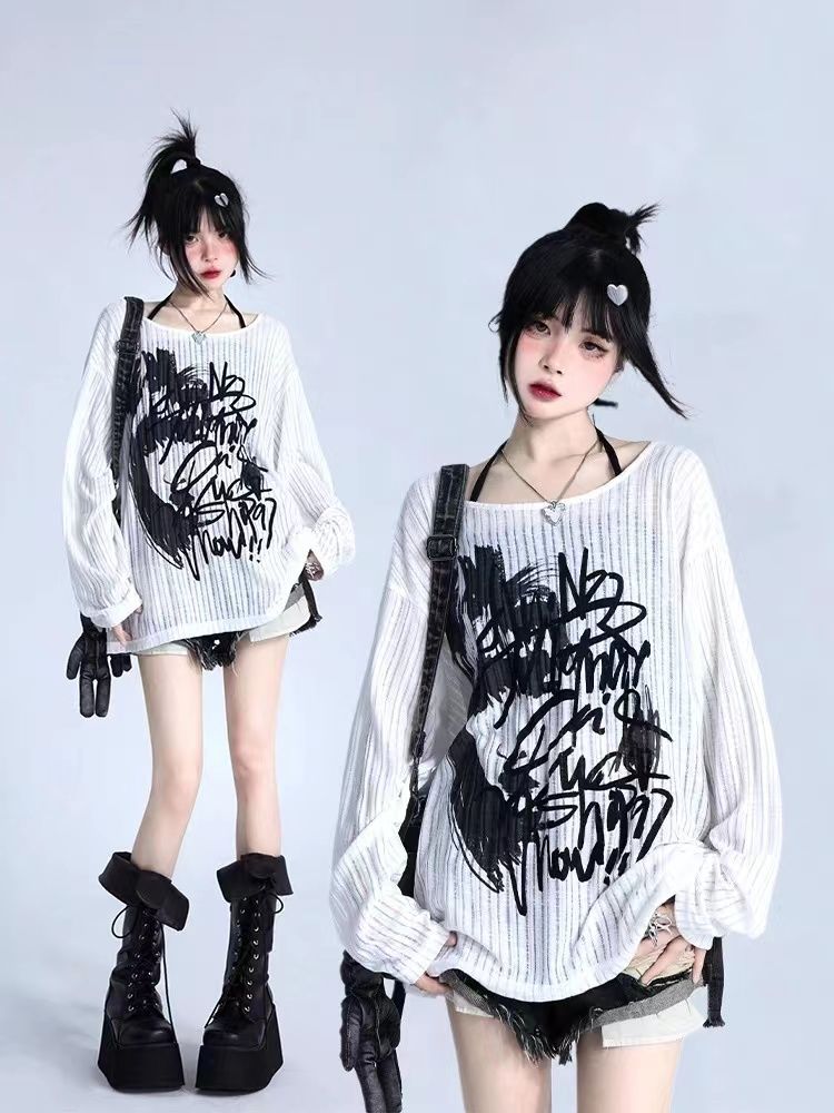 White base summer long-sleeve