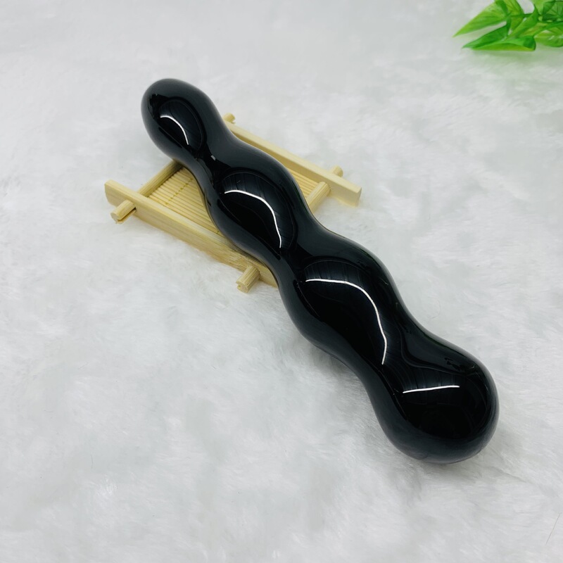天然水晶黑曜石水晶按摩棒摆件 图 5