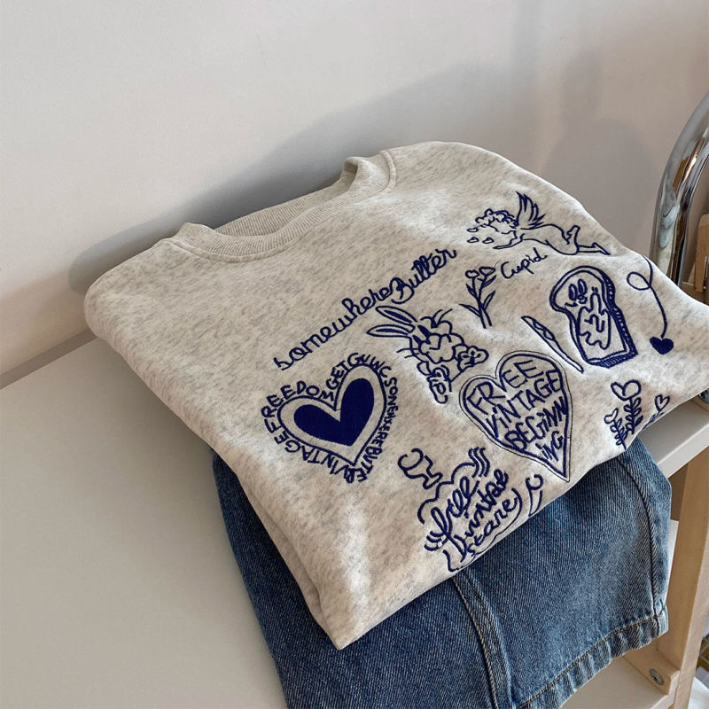 Brand Foreign Trade Cut Label Tail Sheet Counter Withdraws American High Street Fun Casual Pattern Printed Round Neck Sweatshirt Brand Foreign Trade Cut Label Tail Sheet Counter Withdraws American High Street Fun Casual Pattern Printed Round Neck Sweatshirt