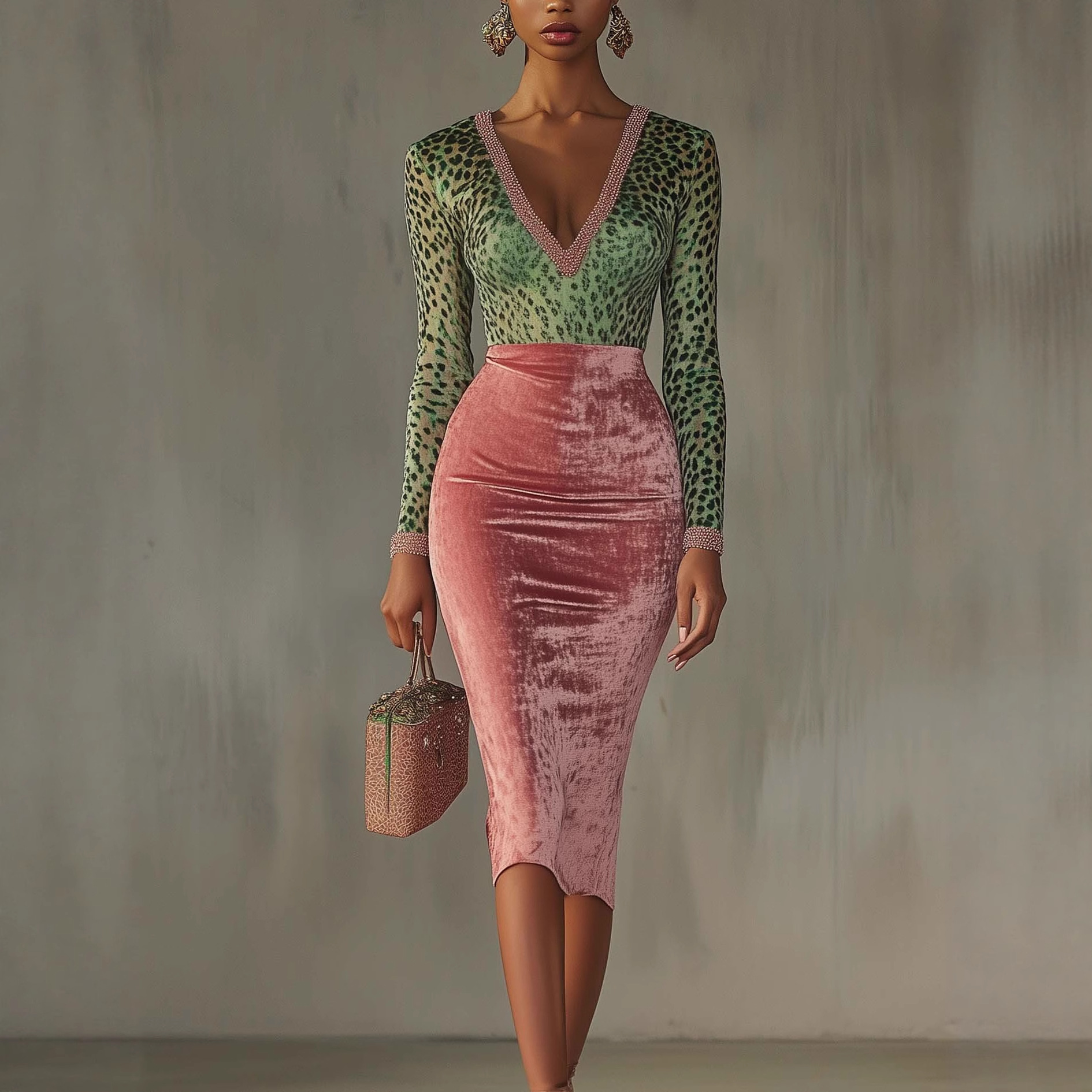 2025 European and American Women's Clothing Glossy Elastic Velvet Slim Fit Hip High Waist Fishtail Skirt Autumn Long Skirt Dress