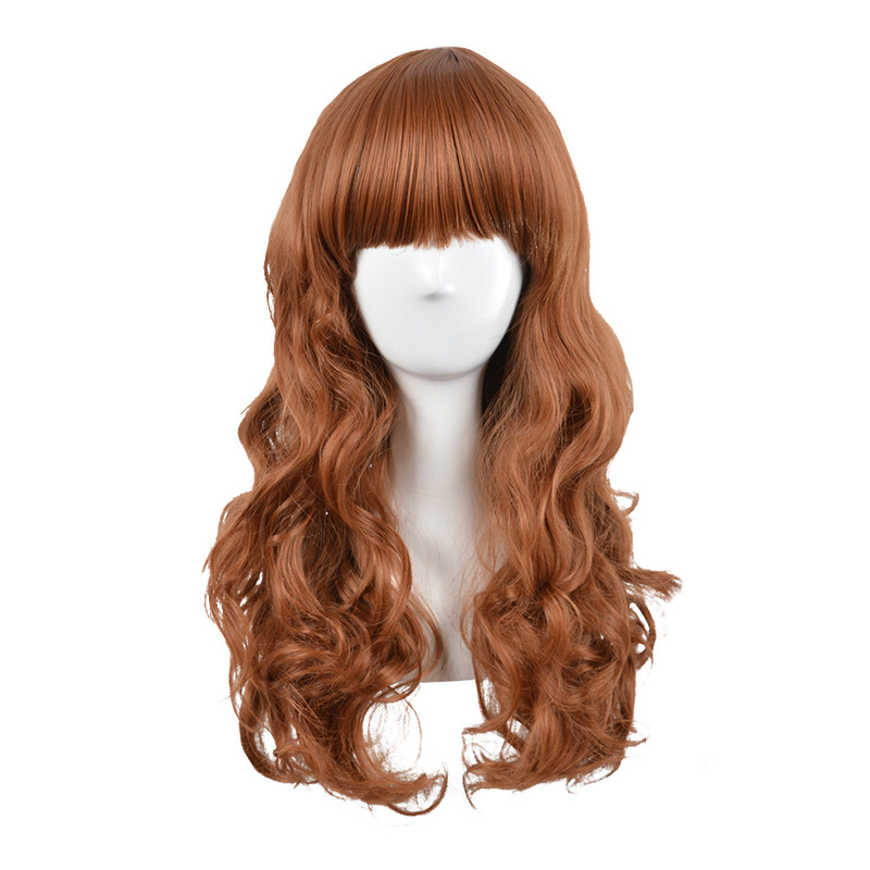 Factory supply linen long curly wig with bangs big wave sweet cute fluffy Korean style ins style Factory supply linen long curly wig with bangs big wave sweet cute fluffy Korean style ins style