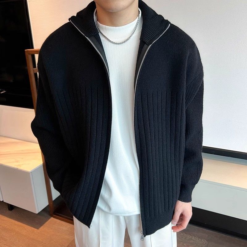 Otoño y invierno nuevo cardigan suéter de punto hombre chaqueta de rayas calentamiento comercio exterior británico comercio exterior al por mayor transfronterizo