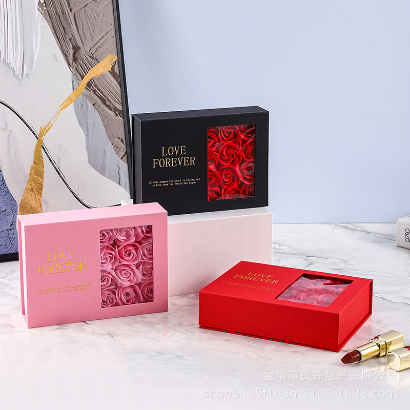 Fabricante al por mayor caja de joyería con tapa plegable, caja de collar de aretes, caja de joyería de alta calidad, caja de regalo de San Valentín, caja de regalo de cumpleaños