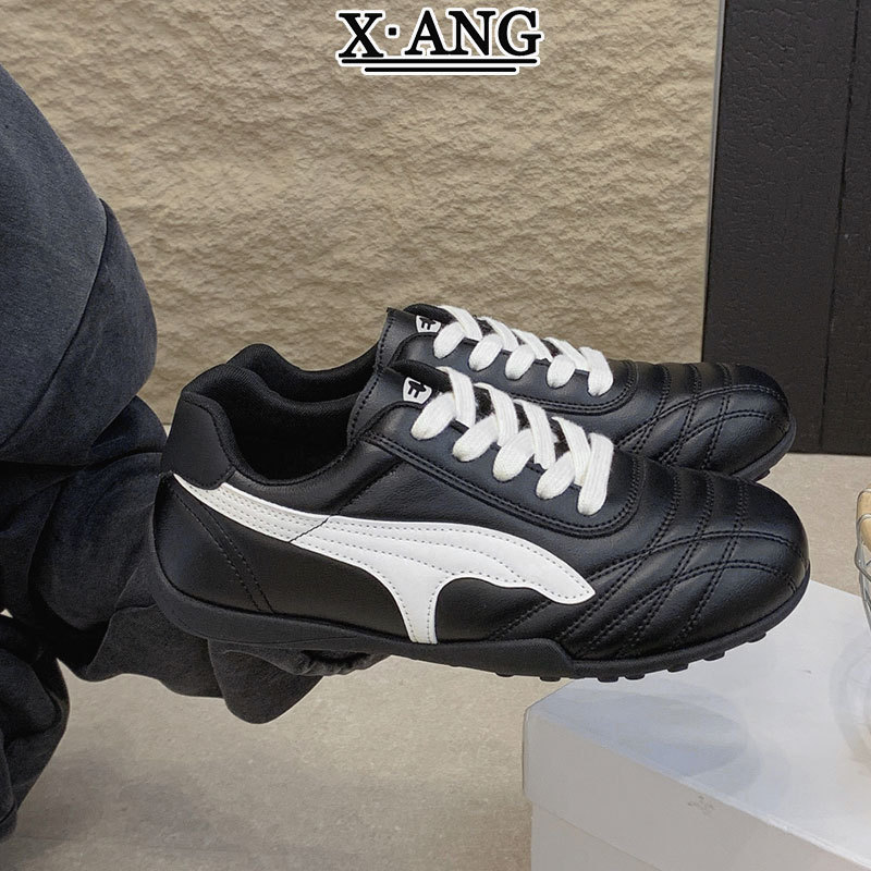 Leather lace-up German training shoes for women, racing shoes, 2026 autumn new versatile soft-soled casual sports shoes