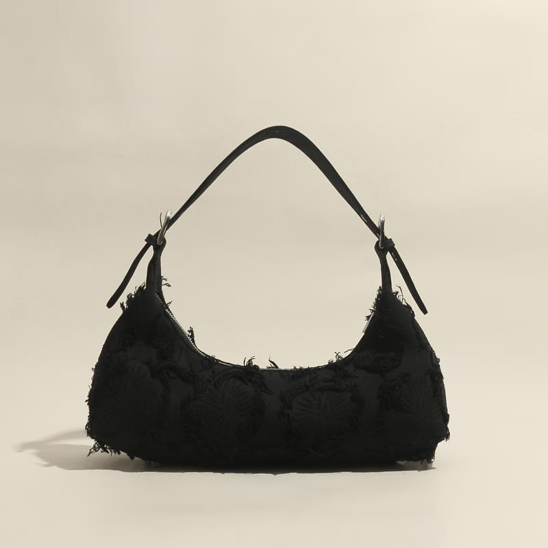 流苏腋下包复古法棍拼接牛仔军布包单肩