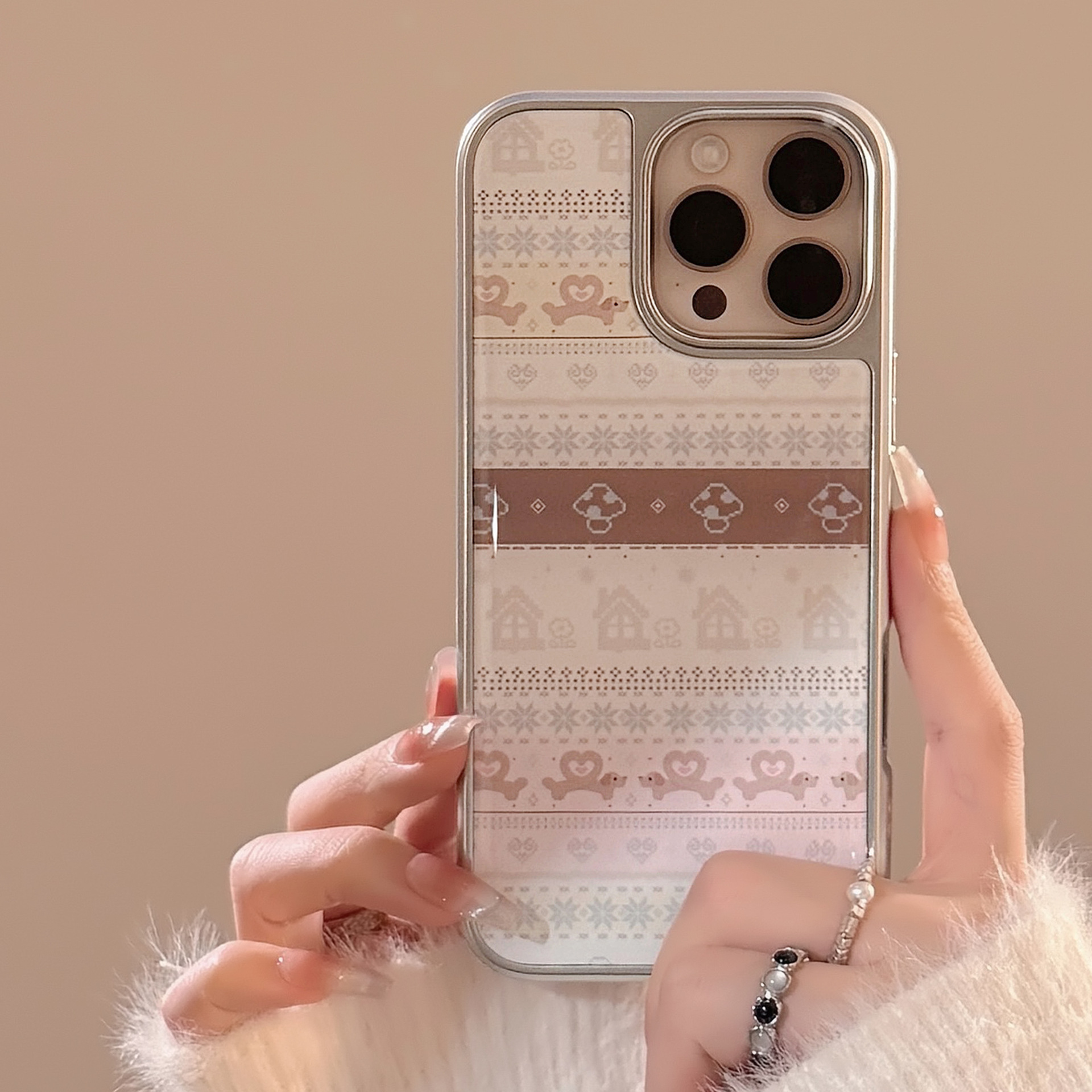 Funda para teléfono estilo Fair Isle, compatible con iPhone 16, Apple 15 Pro Max, iPhone 14 de resina, 13 retro, 17 Huawei.