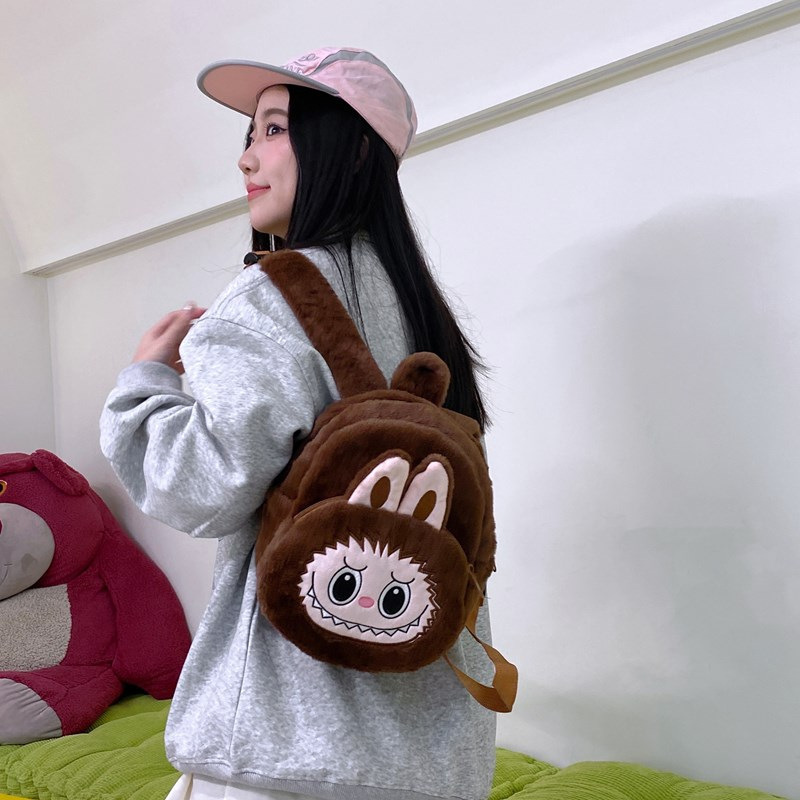 秋冬新款可爱公仔毛茸茸双肩包儿童小书包少女心软妹迷你小背包萌|undefined