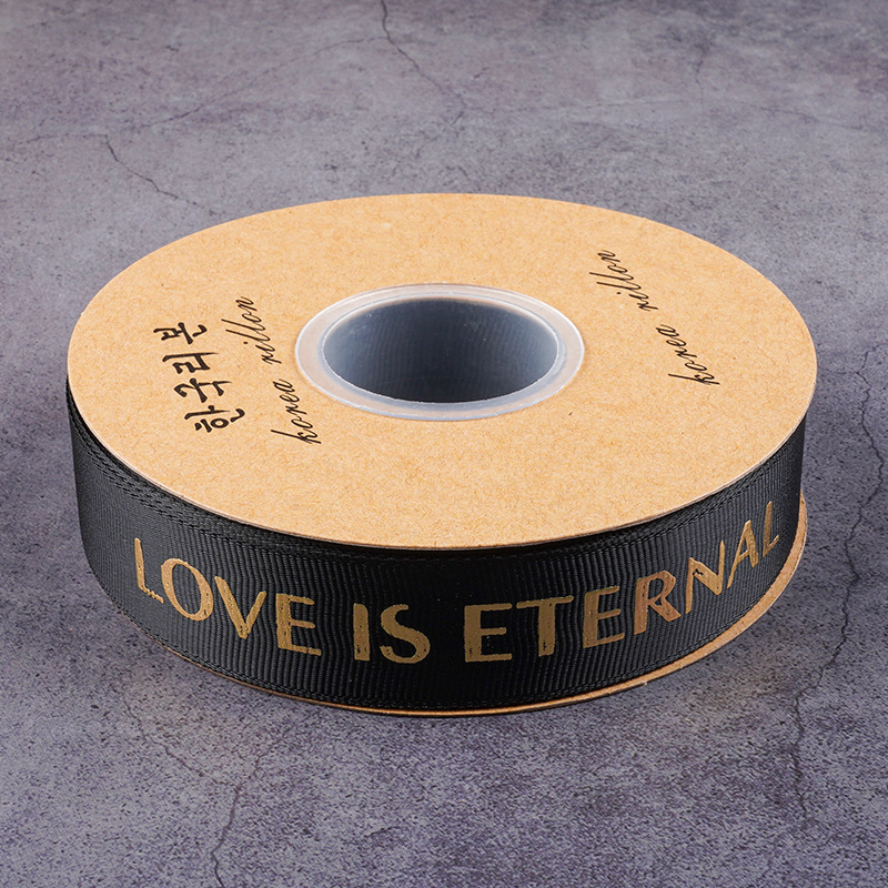 Cinta de flores con hilo de 2.5 mm, cinta para envolver flores, arte floral, cinta acanalada con lámina dorada, letras en inglés LOVE, para atar ramos