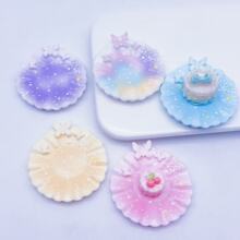 渐变蝴蝶圆盘五彩托盘树脂盘子diy奶油胶发夹冰箱贴娃娃屋摆件