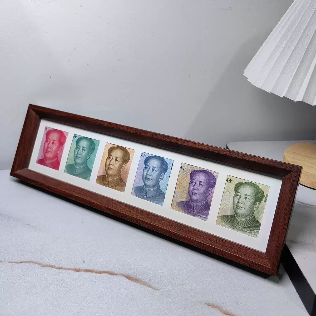 Six-Frame Coin Wooden Fortune-Enhancing Light Luxury Photo Frame Table Decoration Wholesale from the Manufacturer