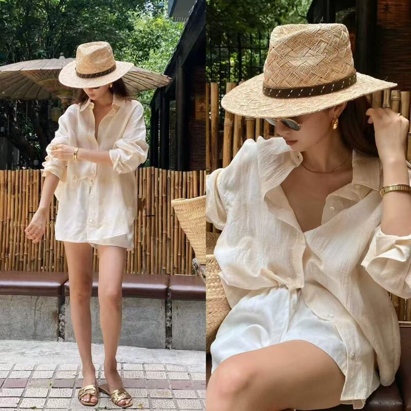 Yuran 26 Early Spring New Model R Air-Washed Cotton and Linen Yarn-Dyed Plaid Hand-Stitched Pointed Collar Long-Sleeve Shirt