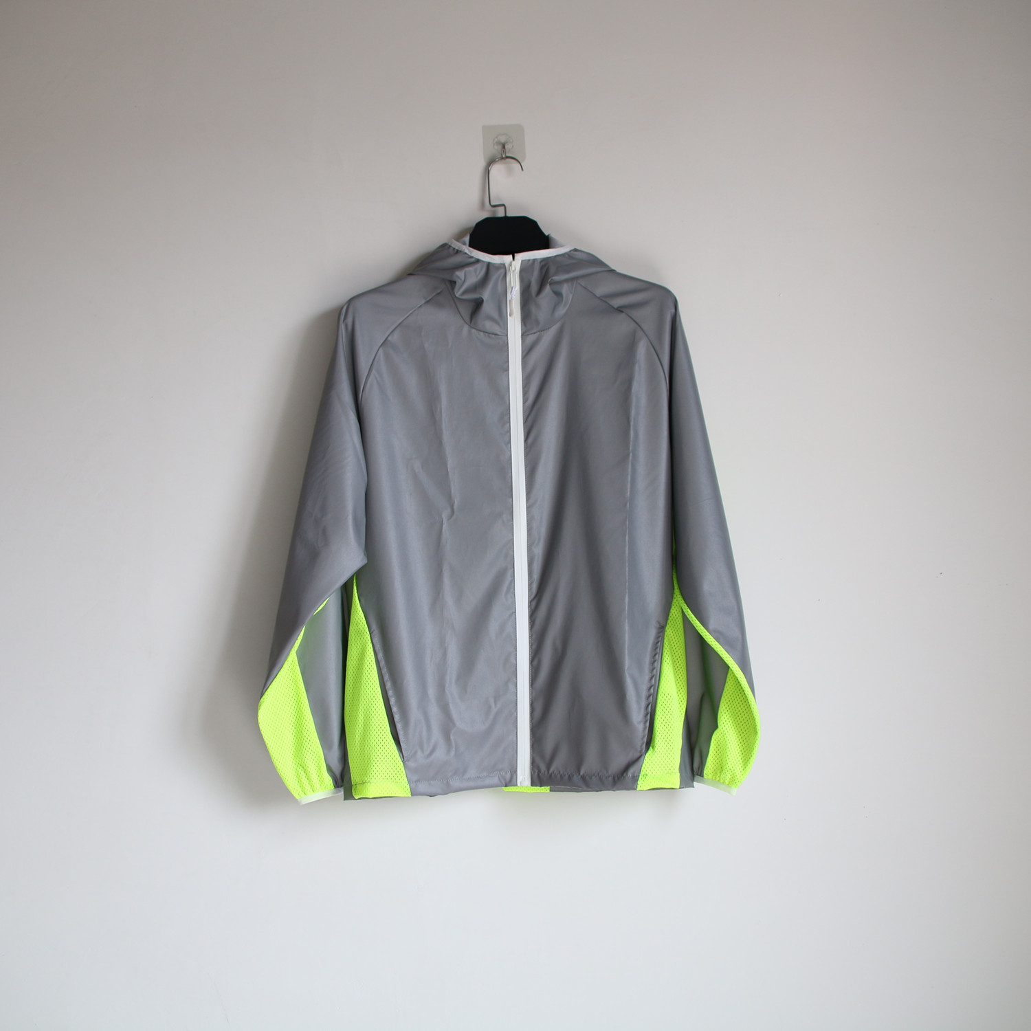 Abbigliamento da uomo, giacca riflettente colorata, sport all'aria aperta, con giunture in rete, giacca con cappuccio traspirante_voghion.com