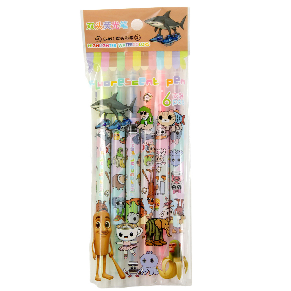 Transfronterizos extranjeros AI montaña y mar de doble cabeza puntero de resaltado puntero de tiburón puntero de madera puntero de escritura puntero de graffiti especial para tomar notas