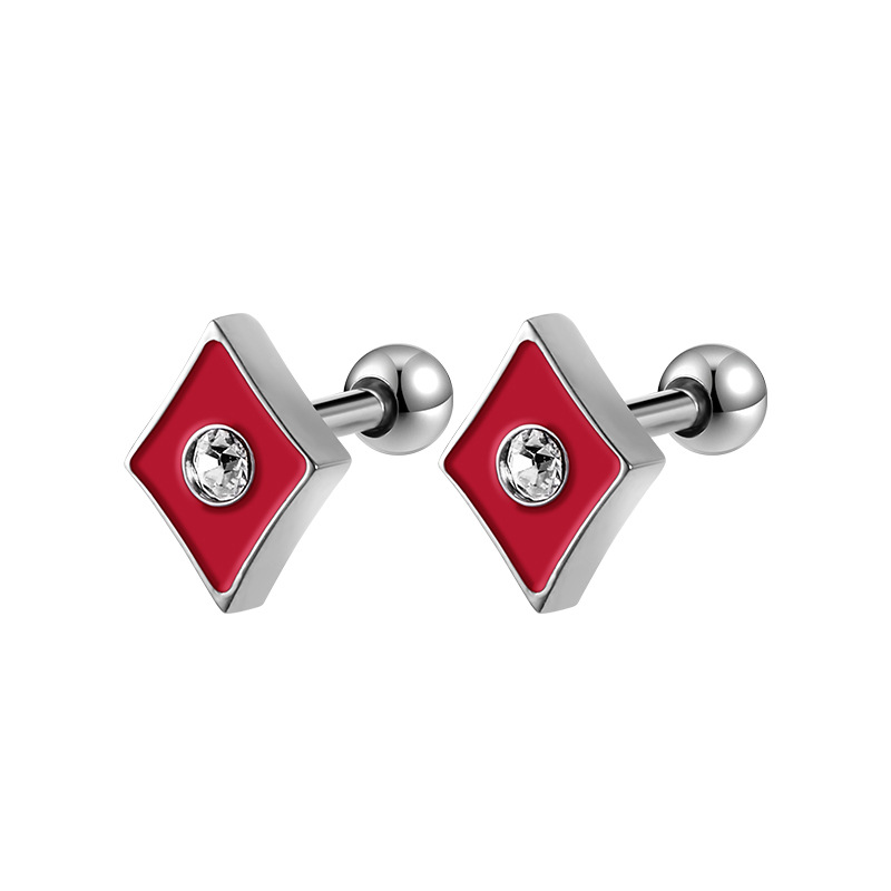 2023 Original New Stainless Steel Stud Earrings Poker Series Ear Bone Stud Titanium Steel Earrings Female Diamond Earrings Ear Buckle detail image 15
