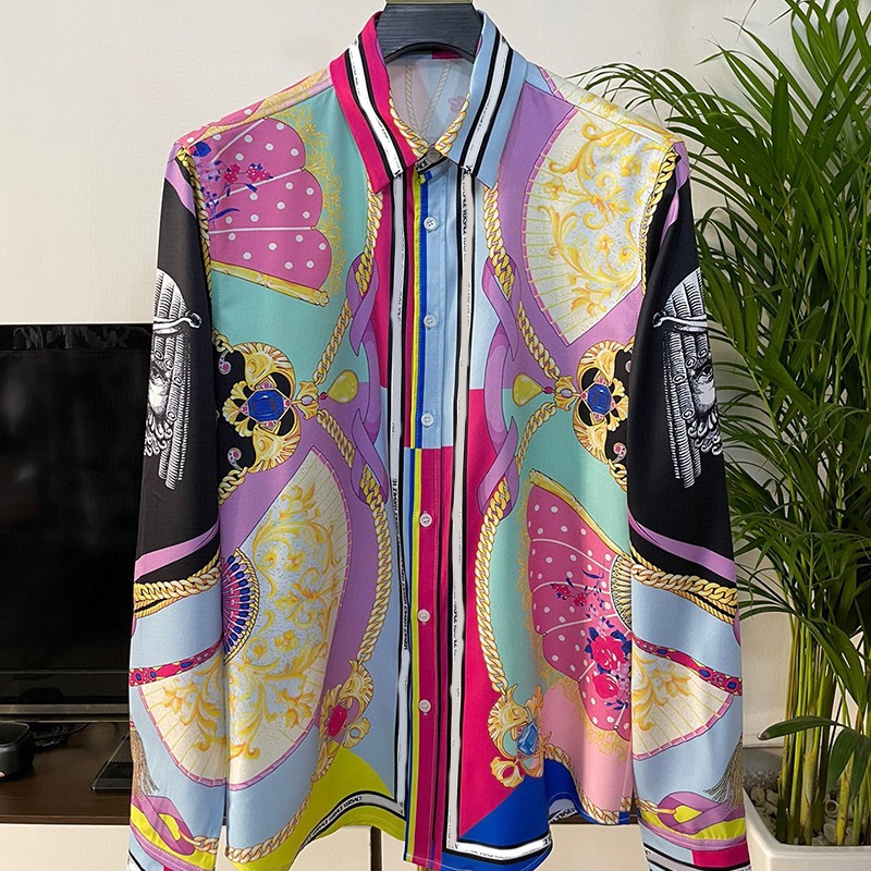 Camisa Cárdigan para Hombre con Estampado Digital, Moda Europea y Americana, Tendencia Primavera 2024, Popular entre Jóvenes